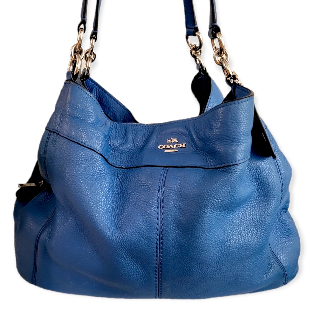 Coach Lexy Shoulder Purse Blue Leather Bag